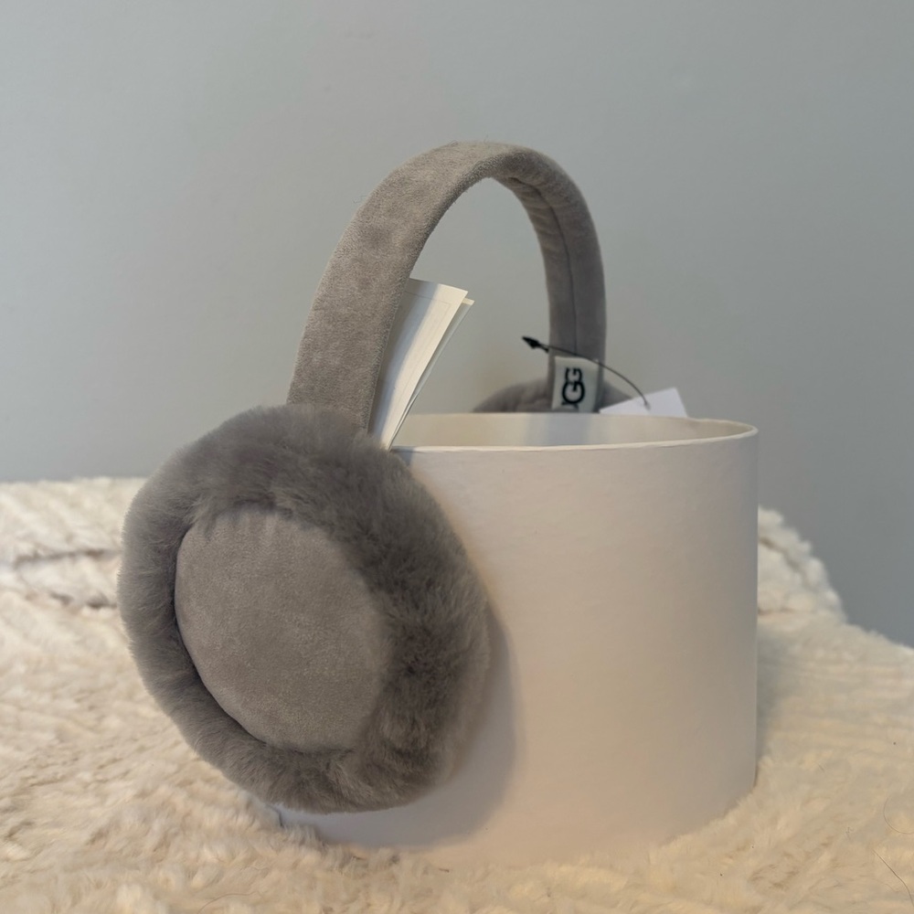 UGG Gray Women's Sheepskin Embroidered Logo Earmuffs